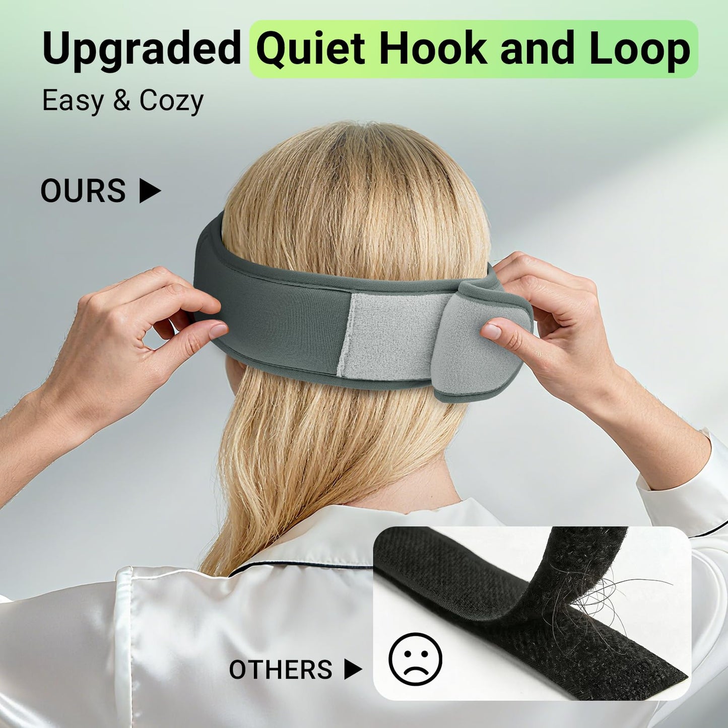 3D Bamboo Cotton Sleep Mask with Bluetooth 5.4 Headphone, Music Wireless Bluetooth Blackout Eye Mask for Side Sleepers, Earphones HD Speaker Microphone for Travel, Gifts for Women Men, Grey