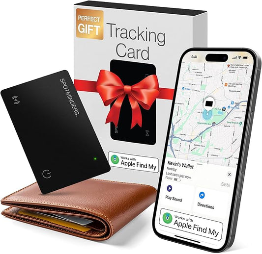 SPOTMINDERS Apple MFi Certified Wallet Tracker Works With Apple Find My Tracking Card for Wallet Card Rechargeable IP68 Waterproof 0.07in Slim iPhone Item Finder for Luggage Tags Purse Gifts for Women