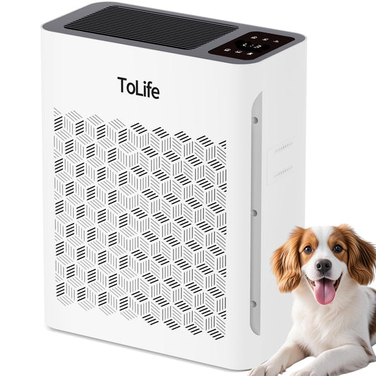 Tolife Air Purifier Large Room, HEPA Air Purifiers for Home Pets Hair with Washable Filter, Air Cleaner for Bedroom up to 1095 Ft² Dust Smoke Odor, Sleep Mode, Timer, White