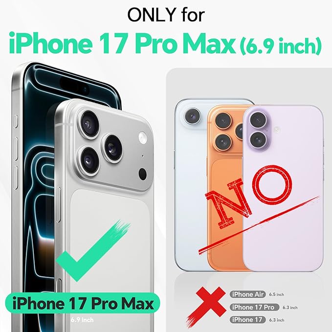 TUCCH Case Wallet for iPhone 17 Pro Max (6.9-Inch) 2025, RFID Blocking 4 Card Slots, Kickstand, Magnetic Closure, PU Leather, Shockproof TPU Shell, Protective Folio Cover, Textured Black