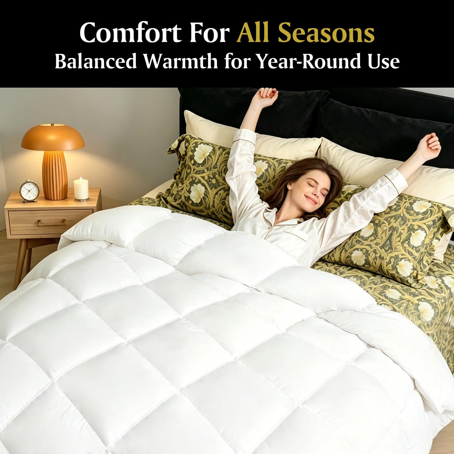 Beautyrest Goose Down Fiber Comforters Twin Size, All Season Luxury White Duvet Insert, 100% Cotton Fabric, Hotel Collection Fluffy Breathable Bedding Comforters, 8 Corner & Center Loops, 68x90 Inch