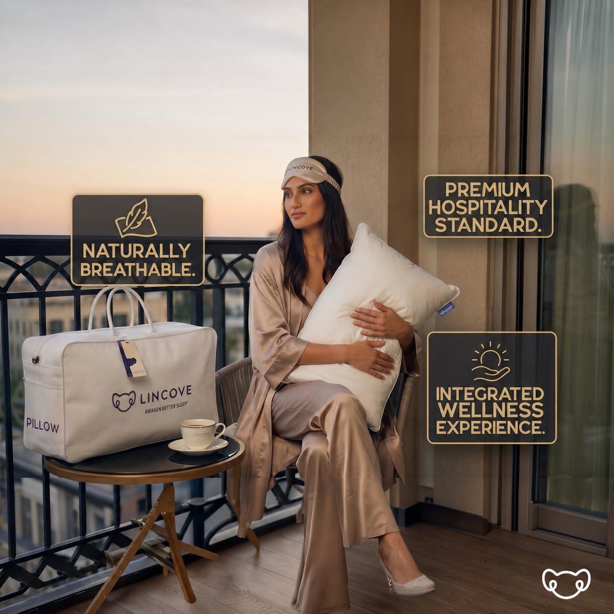 Lincove Signature 100% Natural Canadian White Down Luxury Sleeping Pillow - 800 Fill Power, 500 Thread Count Cotton Shell, Made in Canada, Standard - Medium, 1 Pack