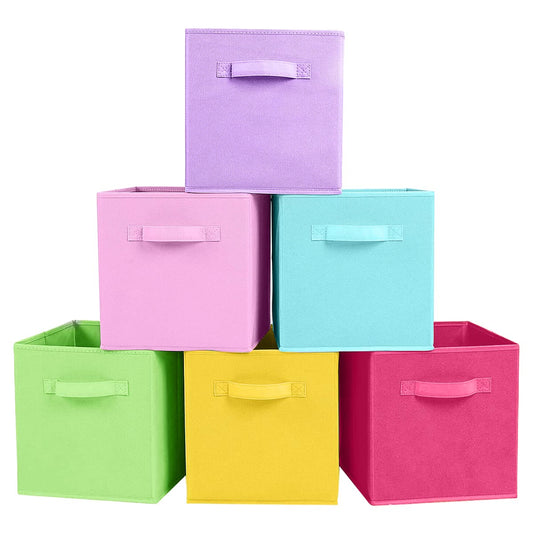 ShellKingdom Foldable Fabric Storage Cubes And Cloth Organizer Drawer For Closet And Toys, 6 Pack (6 Colors)