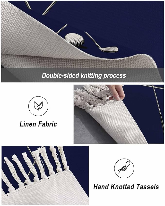 Navy Blue Kitchen Hallway Runner Rug 2X5 Ft Carpet, Washable Woven Sports Golf Ball Throw Carpet with Tassel, Non-Shedding Modern Minimalist Art Entryway Laundry Rugs