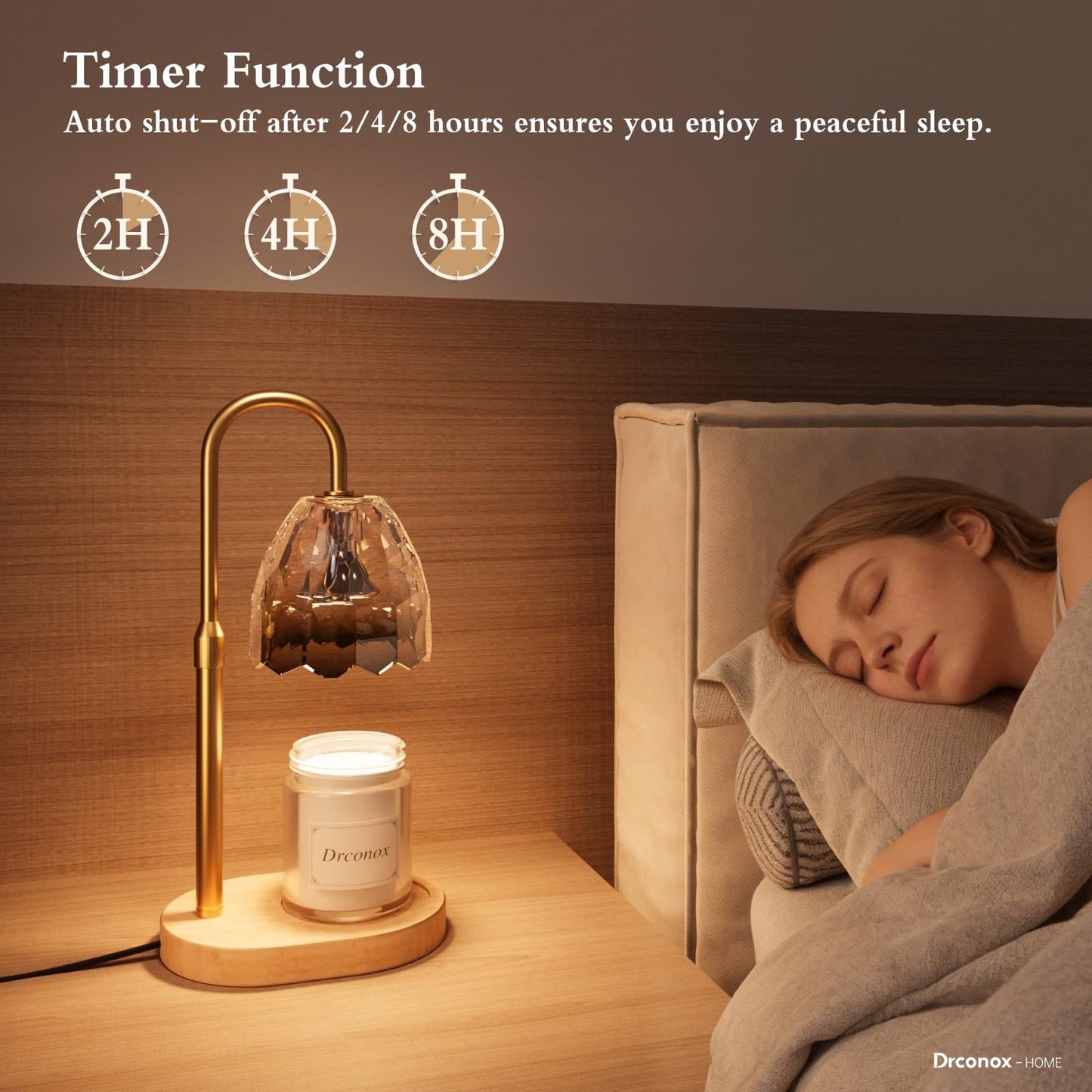Drconox Candle Warmer Lamp with Timer Dimmable, Adjustable Height Wax Melt Warmer for Jar Candles, Birthday Gifts for Women, House Warming Gifts New Home Decor with 2 Bulbs, Gradient