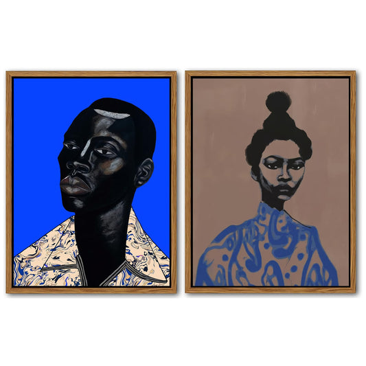 African American Women Canvas Prints Black Girl Poster Black Man Portrait Wall Art Modern Abstract Art Print Contemporary African Wall Decor for Bedroom Bathroom Living Room Decor - Unframed 12x16inch