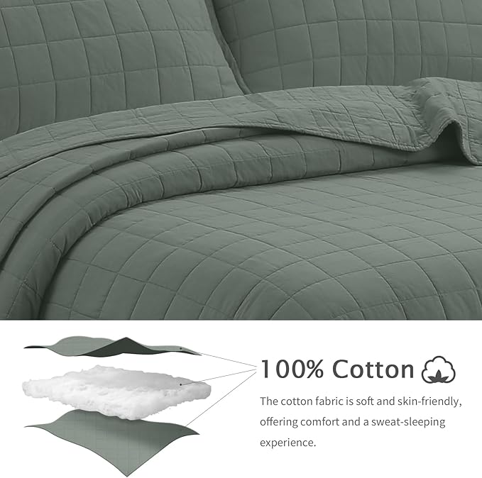 100% Cotton Quilt Sets Super King Size - Soft Lightweight Quilt Bedding Set for Bedroom Decor-Bedspread in Geometric Pattern with 2 Pillow Shams for All Season, 120x128 inches