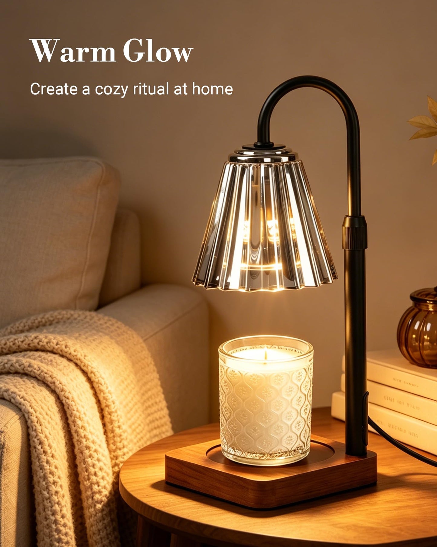 Marycele Vintage Candle Warmer Lamp with Timer Dimmer, Adjustable Height