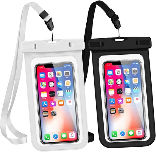 Universal Waterproof Case, 2 Pack IPX8 Waterproof Phone Lanyard Dry Bag with Neck Strap for iPhone 17 16 15 14 13 12 XS Pro Plus Galaxy S24 S23 Edge Note Google Pixel LG HTC Sony Moto up to 7.5"