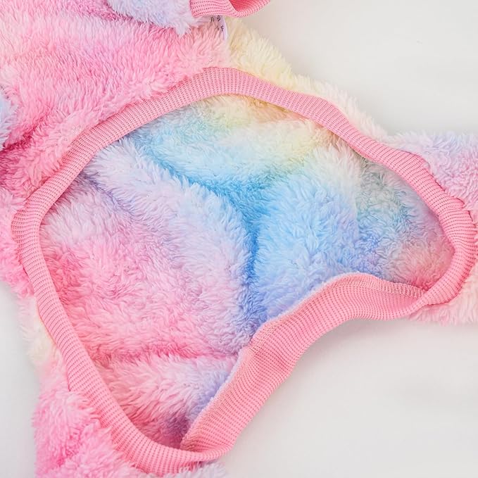 XPUDAC Dog Sweater, Dog Winter Clothes for Small Medium Dogs Girl Boy Fleece Doggy Pajamas for Winter Christmas, Tie-Dye02, Large