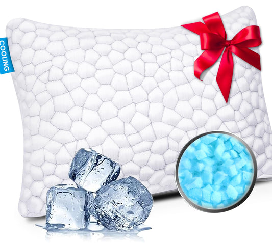 Cooling Pillow King Size 1 Pack, Adjustable Bed Pillows for Sleeping, Luxury Shredded Memory Foam Pillows, Soft Yet Supportive Firm Pillow for Side, Back, Stomach Sleepers, Cool Pillow for Hot Sleeper