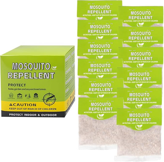 Mosquito Repellent Pouches, Made with Plant Essential Oils, Safe for Kids & Pets When Used As Directed & Pets, Long Lasting Indoor & Outdoor Mosquito Control for Home, Patio, Camping, Travel, 12 Pack