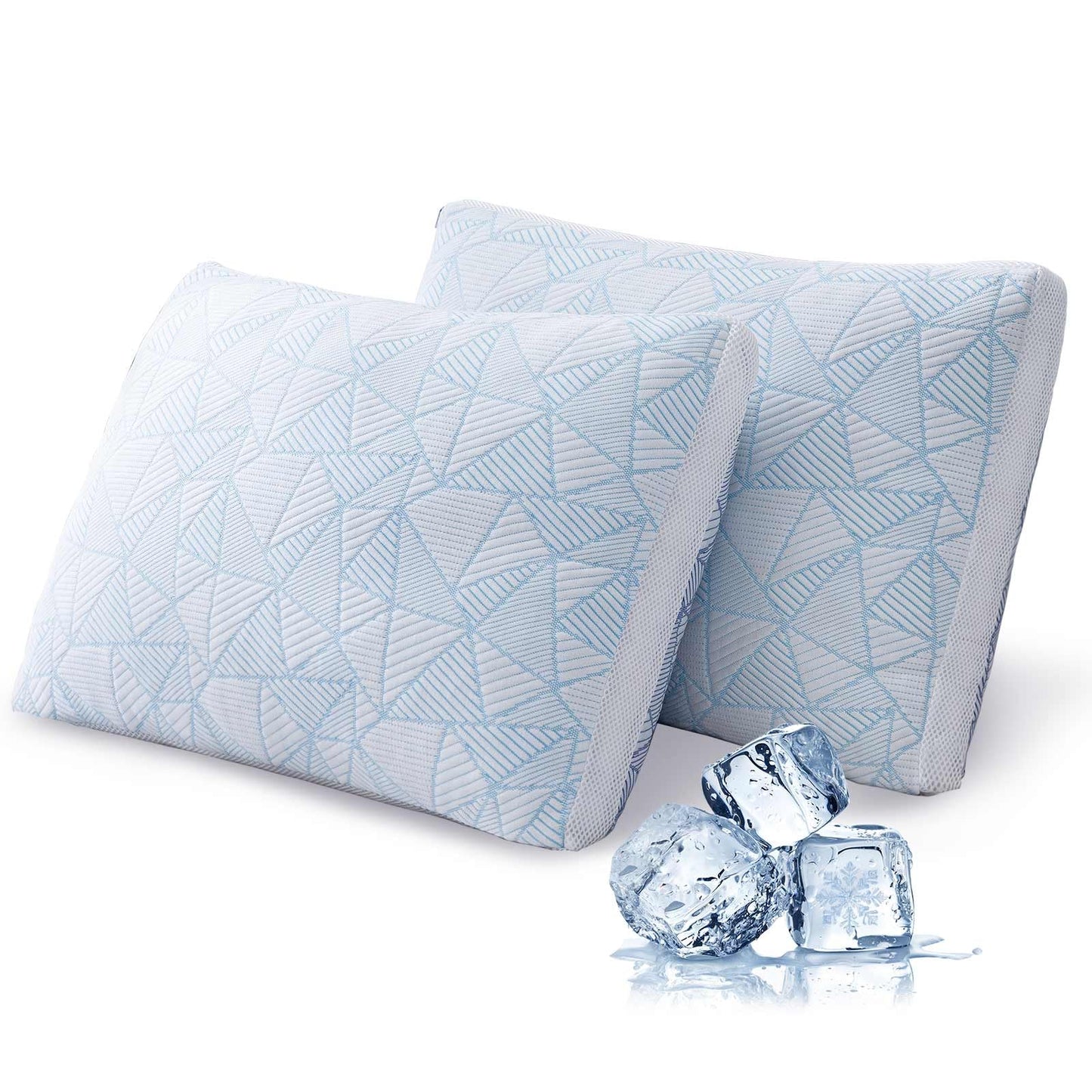 Cotelovo Shredded Memory Foam Cooling Soft Bamboo Viscose Pillows Adjustable Hypoallergenic Hotel Quality Pillows for Stomach, Back or Side Sleeper, Oeko-TEX Certified Queen Size Set of 2