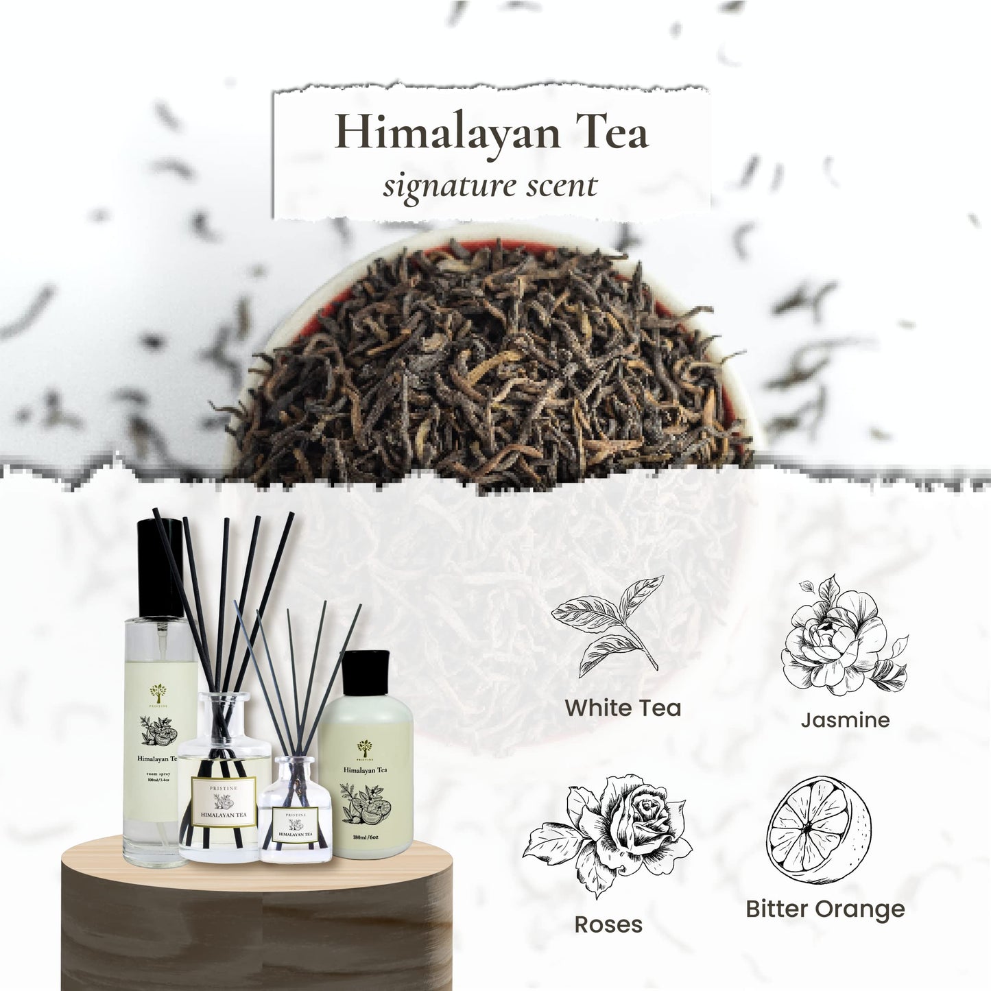 PRISTINE Himalayan Tea/Inspired by Westin Hotel Reed Diffuser for Home | Fresh Bergamot/White Tea Room Fragrance Reed Diffusers, Oil & Room Diffusers with Reed | Home Fragrance Scent Diffuser
