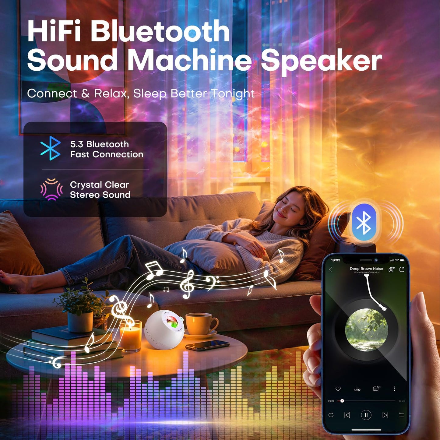 Sound Machine Light Projector, 30 Sleep Sounds for Baby , Bluetooth Speaker