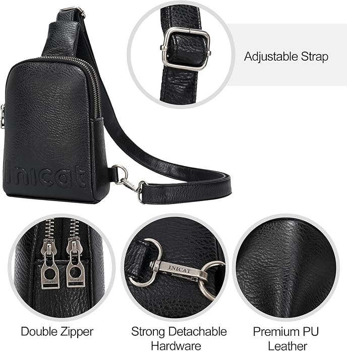 INICAT Travel Small Crossbody Sling Bags Women Cross Body Purses Passport Holder Vegan Leather Fanny Packs Birthday Gifts
