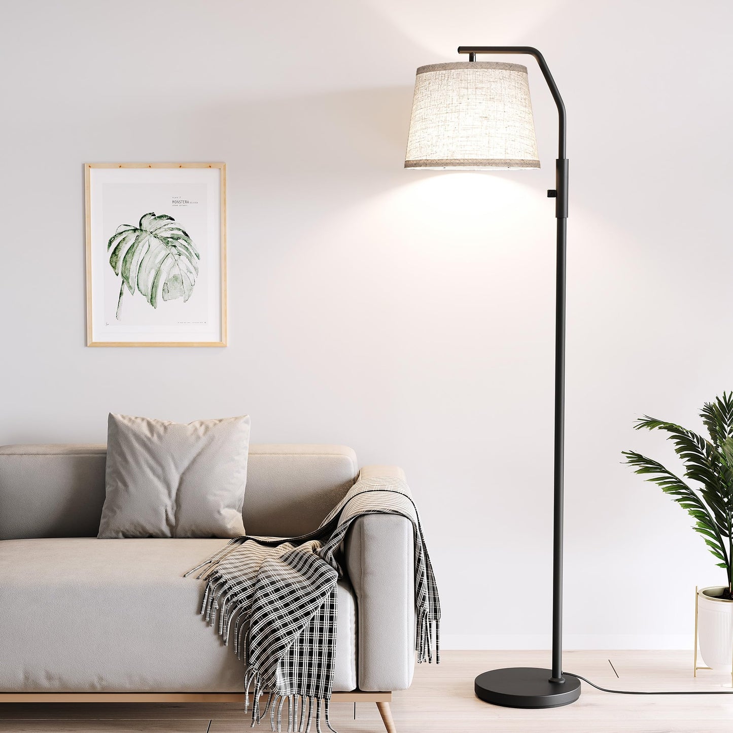 SUNMORY Floor Lamps for Living Room, 9W Bulb Included, Lamp for Bedroom with Adjust Head, Standing Lamp with Rotary Switch, 0-100% Dimmable Floor Lamp for Living Room Bedroom Office Nursery