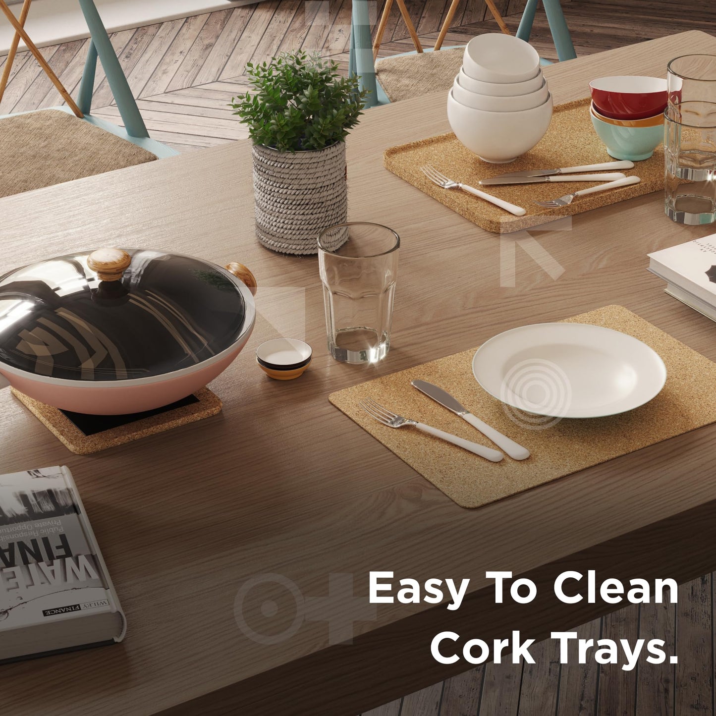 Go4Cork Cork Rectangular Tray - 300x200mm (11,81" x7,87) | Heat Resistent, Reusable, Easy to Clean