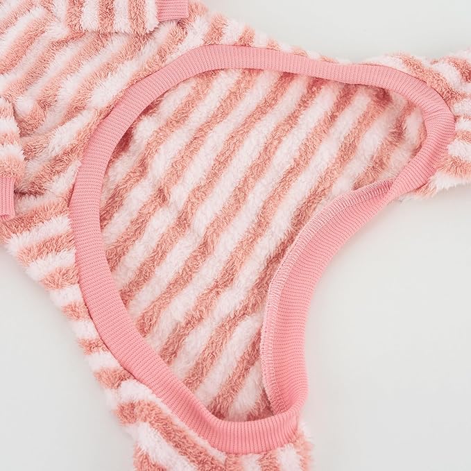 XPUDAC Stripe Dog Sweater Fleece Dog Pajamas Winter Pet Clothes for Small Medium Dogs Girl Boy Doggy Apparel for Cold Weather, M