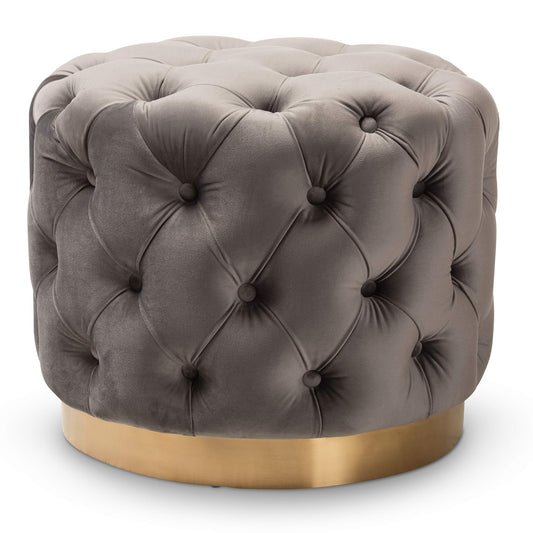 Baxton Studio Ottomans, One Size, Gray/Gold