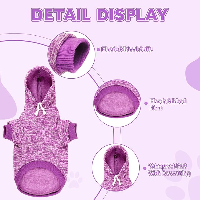 Dog Sweaters for Medium Dogs,Dog Hoodie Fleece Sweater Soft Pet Clothes Sweatshirt with Pocket Pet Hoodie for Medium Dogs(Purple&M)