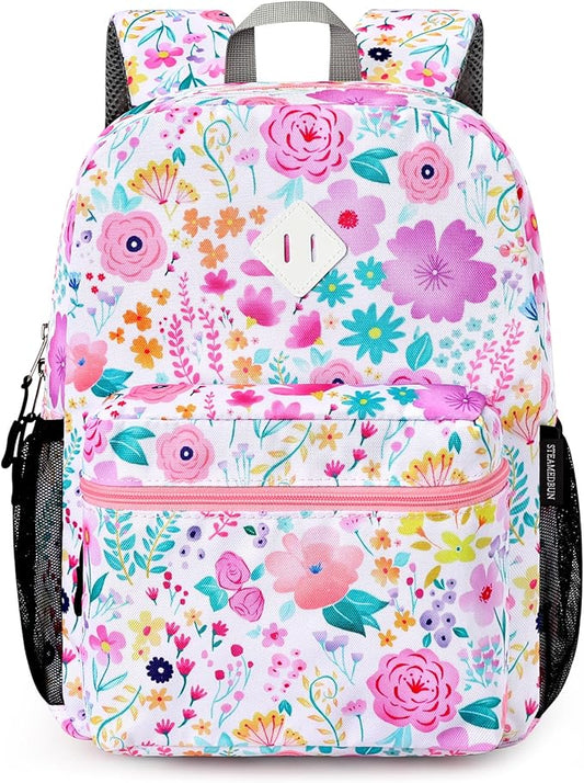 STEAMEDBUN Kids Backpack for Girls, Flower Kindergarten Backpack for Toddler Girls Age 3-8