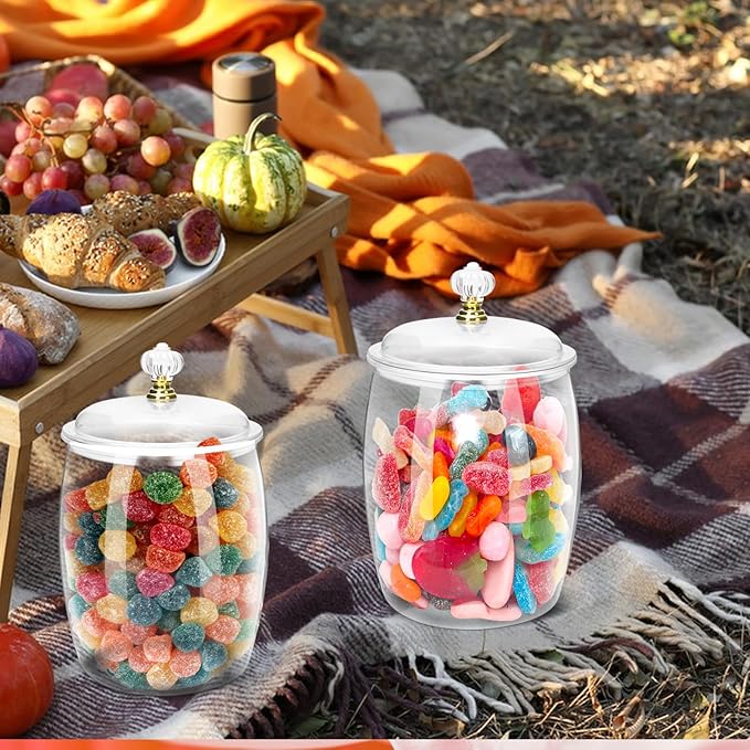 Wtyouesm 4 Pack Airtight Plastic Candy Jars with Locks, Clear 64 oz Cookie & Snack Storage Containers - Leakproof, Kitchen Pantry Organization for Home, Wedding, Bathroom Decor