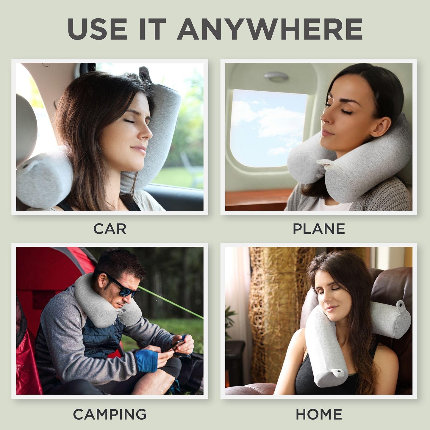 Dot&Dot Twist Memory Foam Travel Pillow, Bendable Neck Pillow for Airplane, Car and Home, 26-Inch Adjustable Roll with Washable Cotton Cover