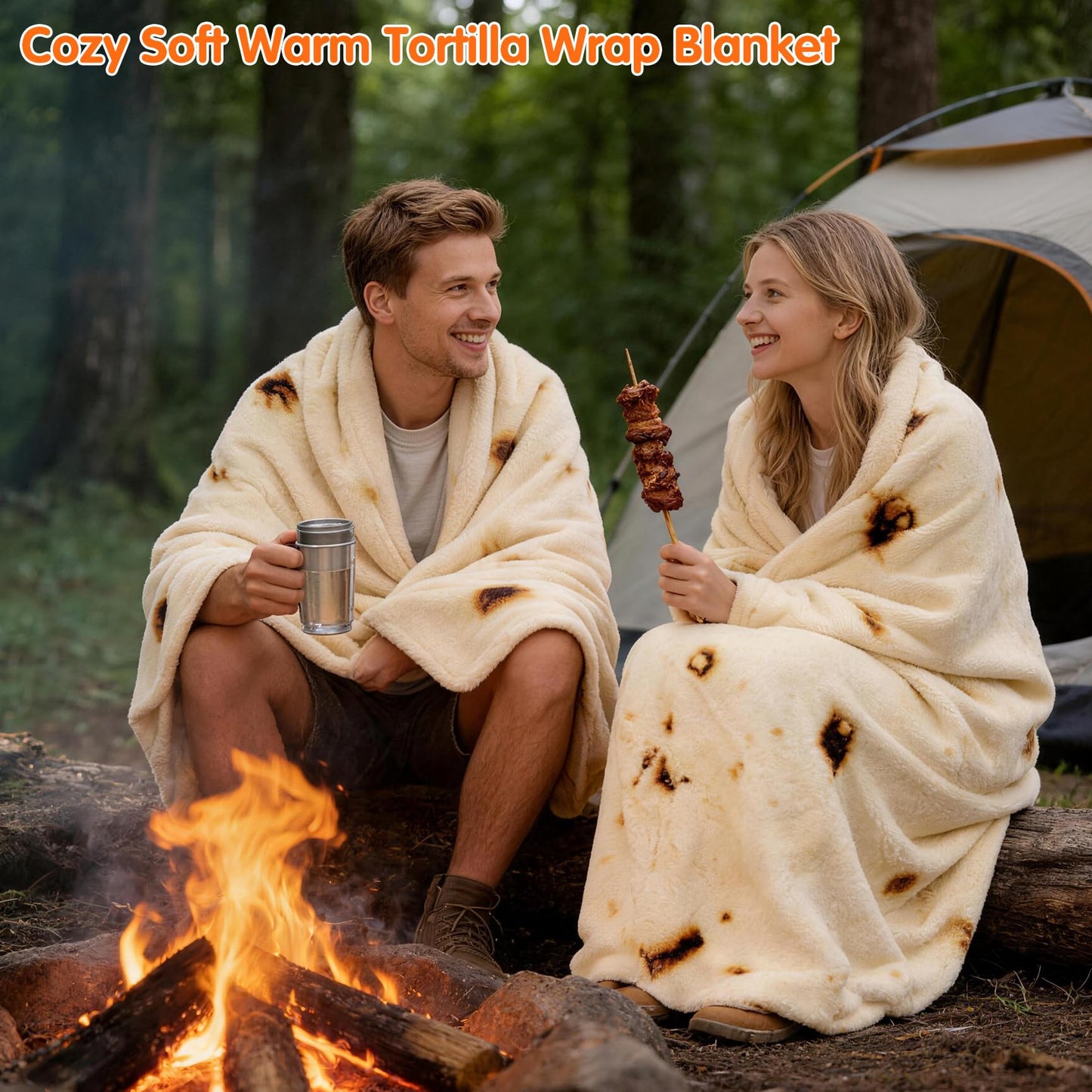 CASOFU Burrito Tortilla Throw Blanket 71 inches for Adult Kids, Novelty Tortilla Food Blanket Funny Gifts for Women Men Teens, 285GSM Soft Flannel Taco Blanket Birthday Gifts for Boys Girls(Beige)