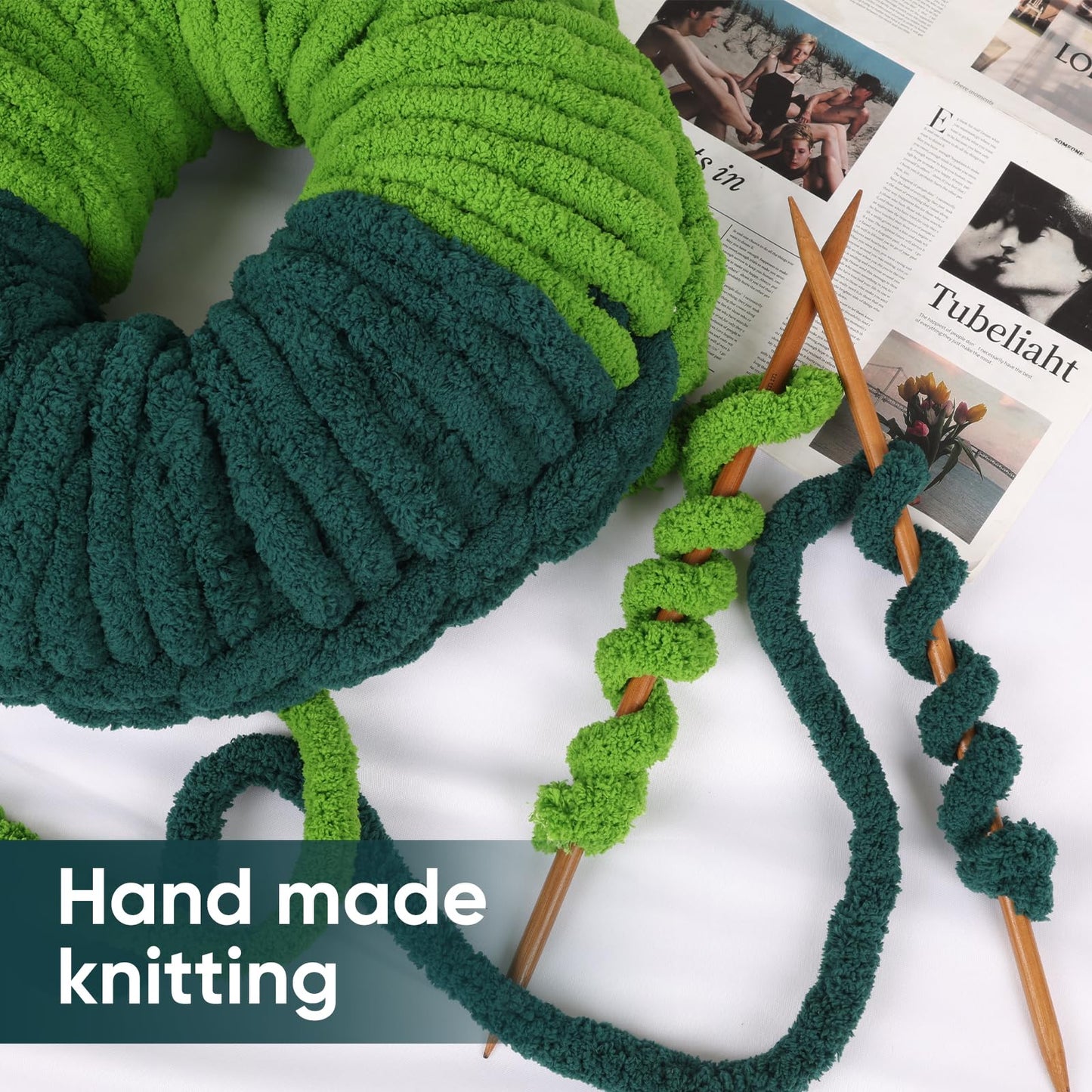 8 Packs Jumbo Chunky Chenille Yarn - 1820g(64oz) 254 Yards (761ft) Bulky Yarn - Chunky Yarn for Hand Knitting Blanket,Cushions, Pet Bed - Soft and Durable(Dark Green)