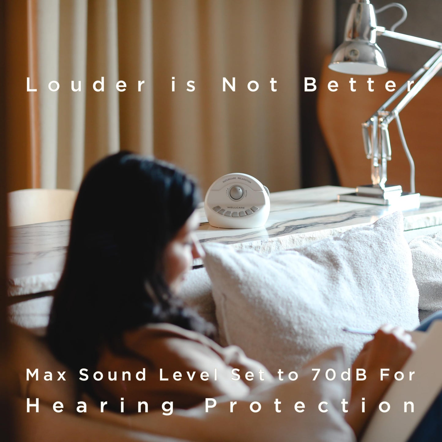 WELLCARE - Naturcare Sound Relaxation: White Noise & 7 Nature Sound Machine, Sleep Aid for Babies, Kids & Adults, Stepless Volume Control, Timer, Dual Power (Adapter or Batteries, Both Not Included)