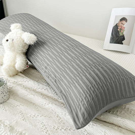 DCSKY Body Pillow Cover，Cooling Body Pillow Pillowcase for Hot Sleepers and Night Sweats, Breathable & Silky Soft Full Long Pillow Case Cover (20x54 Inches，Grey)