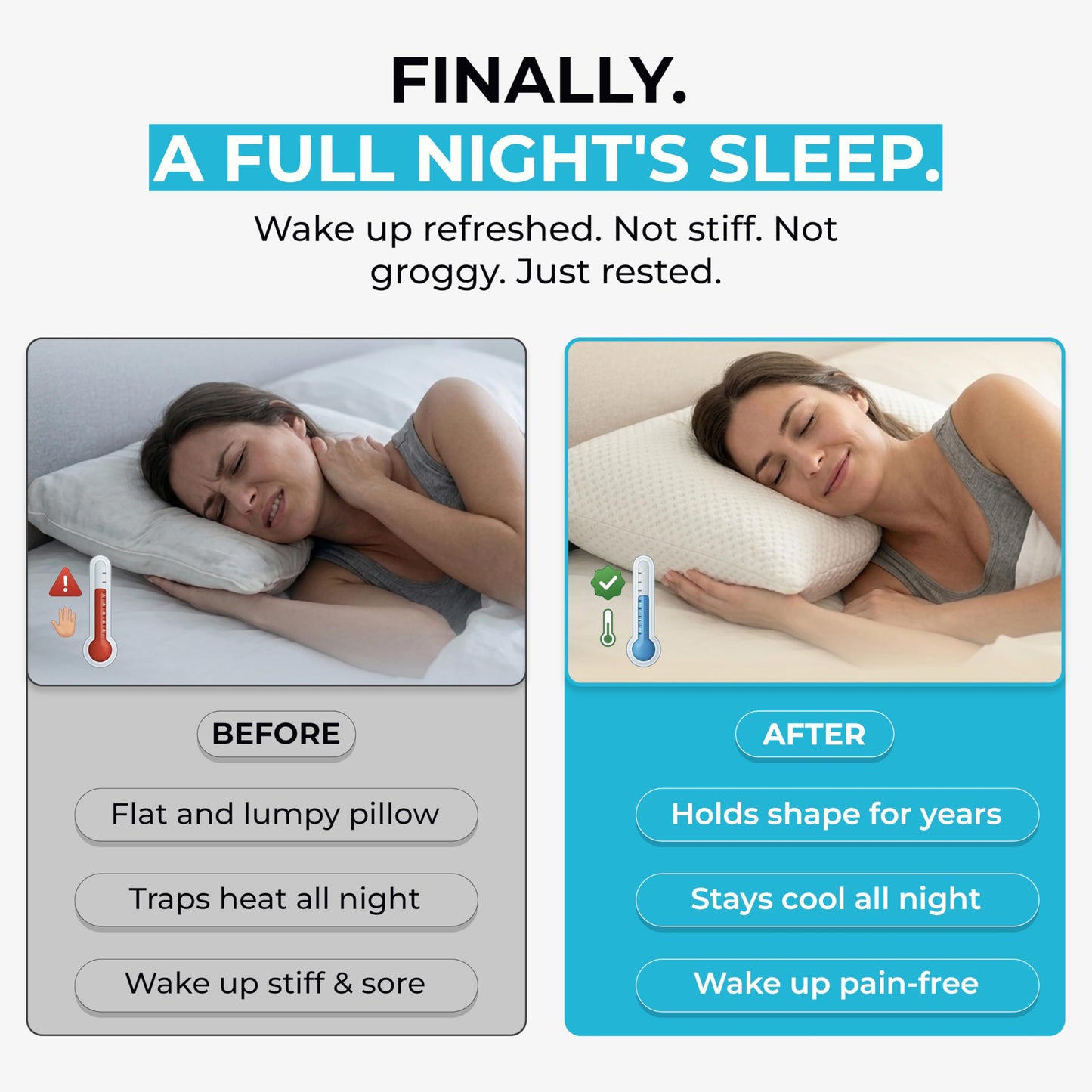 Xtreme Comforts Memory Foam Pillows | GREENGUARD Certified Shredded Foam Fill for Personalized Support | Slim Cooling King Bed Pillows for Side, Back & Stomach Sleepers | Pillows King Size