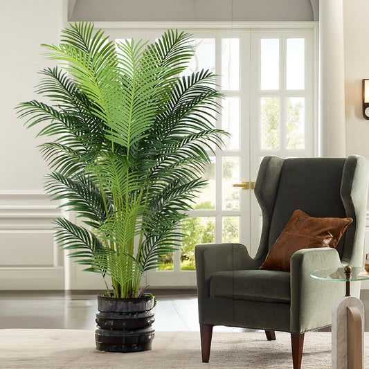 YEPDIN 6 Ft Artificial Tropical Palm Tree With 24 Removable Leaves - Large Faux Plant for Indoors and Outdoors, Silk Housewarming Gift, K185