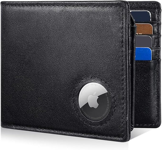 Mens Wallet With AirTag Holder, Bifold Leather RFID Blocking 1-2 ID Windows 12-13 Card Holders, Gift Box and Screen Protector Included, AirTag Not Included
