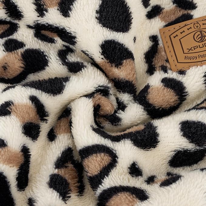 XPUDAC Fleece Dog Pajamas Leopard Dog Sweaters Winter Puppy Clothes for Small Medium Dogs Boy Girl Pet Jumpsuits Doggie Outfits for Christmas, S
