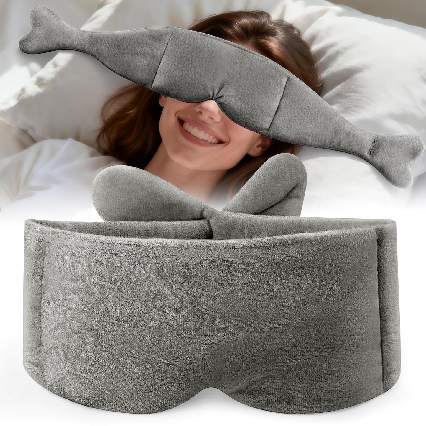 Weighted Eye Mask for Sleeping, Soft Minky Sleep Mask for Side Sleeper with Adjustable Buckle, 100% Blockout Design, Ideal for Meditation, Relaxation and Travel, Includes Storage Pouch (Grey)
