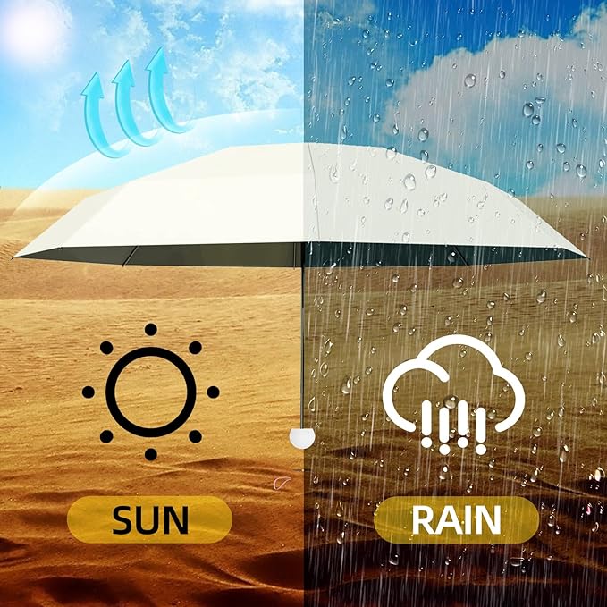 Travel Mini Compact Folding Umbrella with Case - UV Sun & Rain Protection, Lightweight Portable Pocket Umbrella for Women Men Kids, Fits Purse Backpack