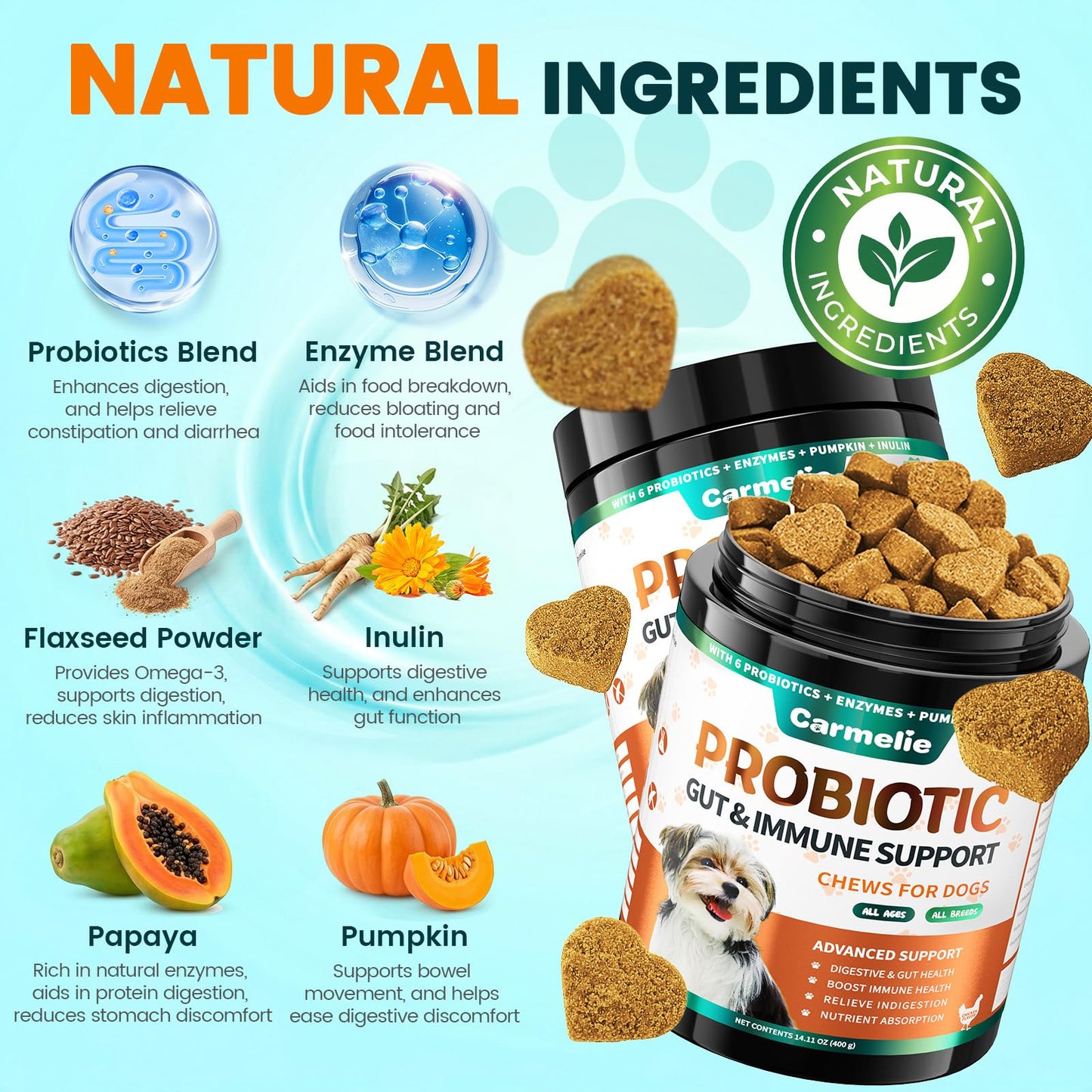 Probiotics for Dogs, Dog Probiotics for Yeast, Itchy Skin and Itchy Ears, Allergies, Immunity, Dog Gut Health Probiotic for Digestive Enzymes & Prebiotics for Diarrhea & Gas Relief (Chicken, 200 Chew)