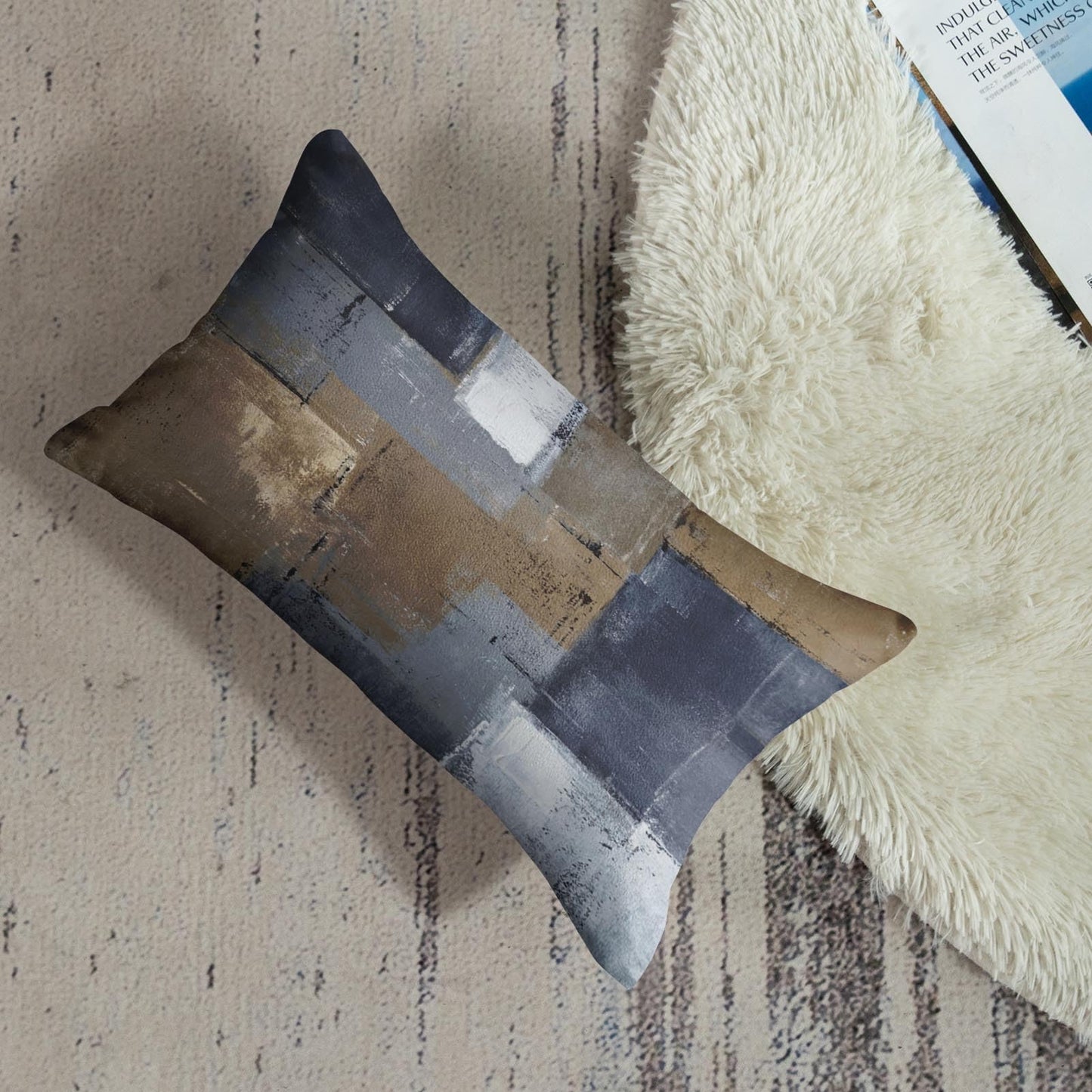 Britimes Throw Pillow Covers Modern Home Art Decor, 12 x 20 Inches Set of 2 Pillow Cases Decorative, Abstract Oil Painting Pillowcases for Bedroom, Living Room, Brown Blue