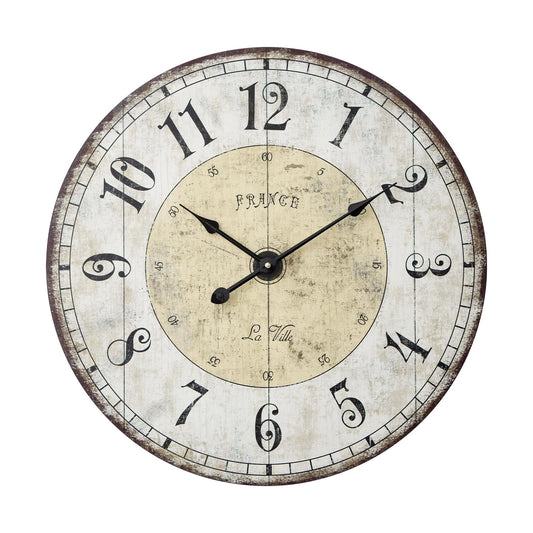 MODE HOME 24 Inch Large Wall Clock, Rustic Round Farmhouse Wall Clocks for Living Room Decor, Silent Non-Ticking Battery Operated Clock with Large Numerals, Vintage Oversized Decorative Wall Clock