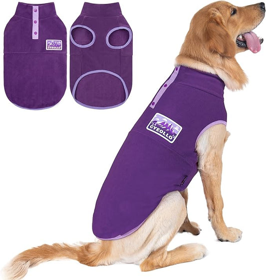 cyeollo Fleece Dog Sweater, Soft Stretchy Fleece Dog Jacket Pullover Turtleneck Dogs Vest Lightweight Coat Warm Winter Pet Clothes, Purple XXL