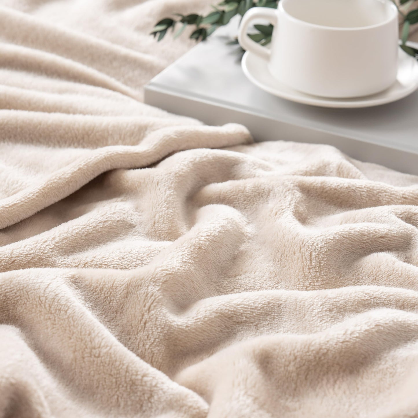 Berkshire Blanket Classic VelvetLoft® Solid Bed Blanket, Twin Size Bed Blanket, Lightweight Soft Fuzzy Plush Blanket for Bed and Couch, Grain, 60x92 Inches