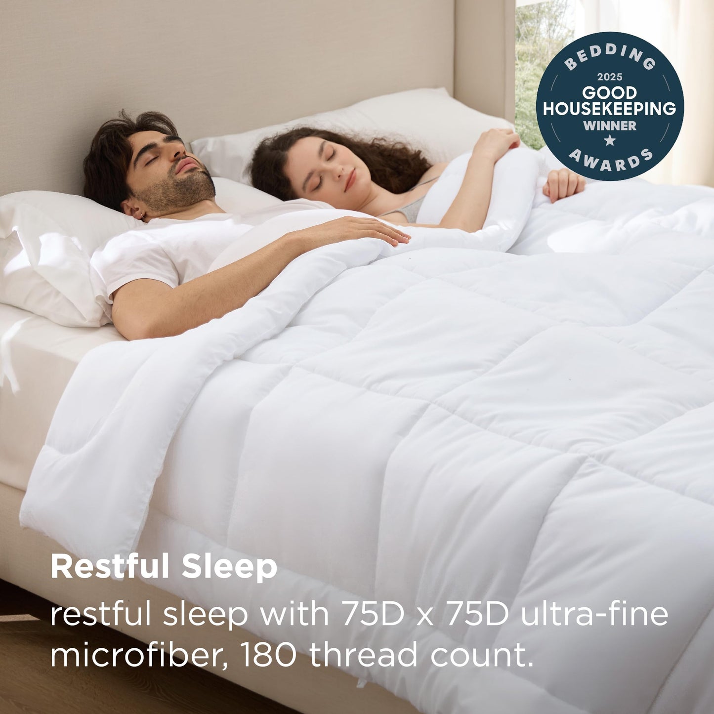 Bedsure Comforters Queen Size Duvet Insert, Quilted Down Alternative Comforter, Ultra Soft Lightweight Comforter Blanket for Bed, with 8 Tabs, Machine Washable, 88x88 in, White