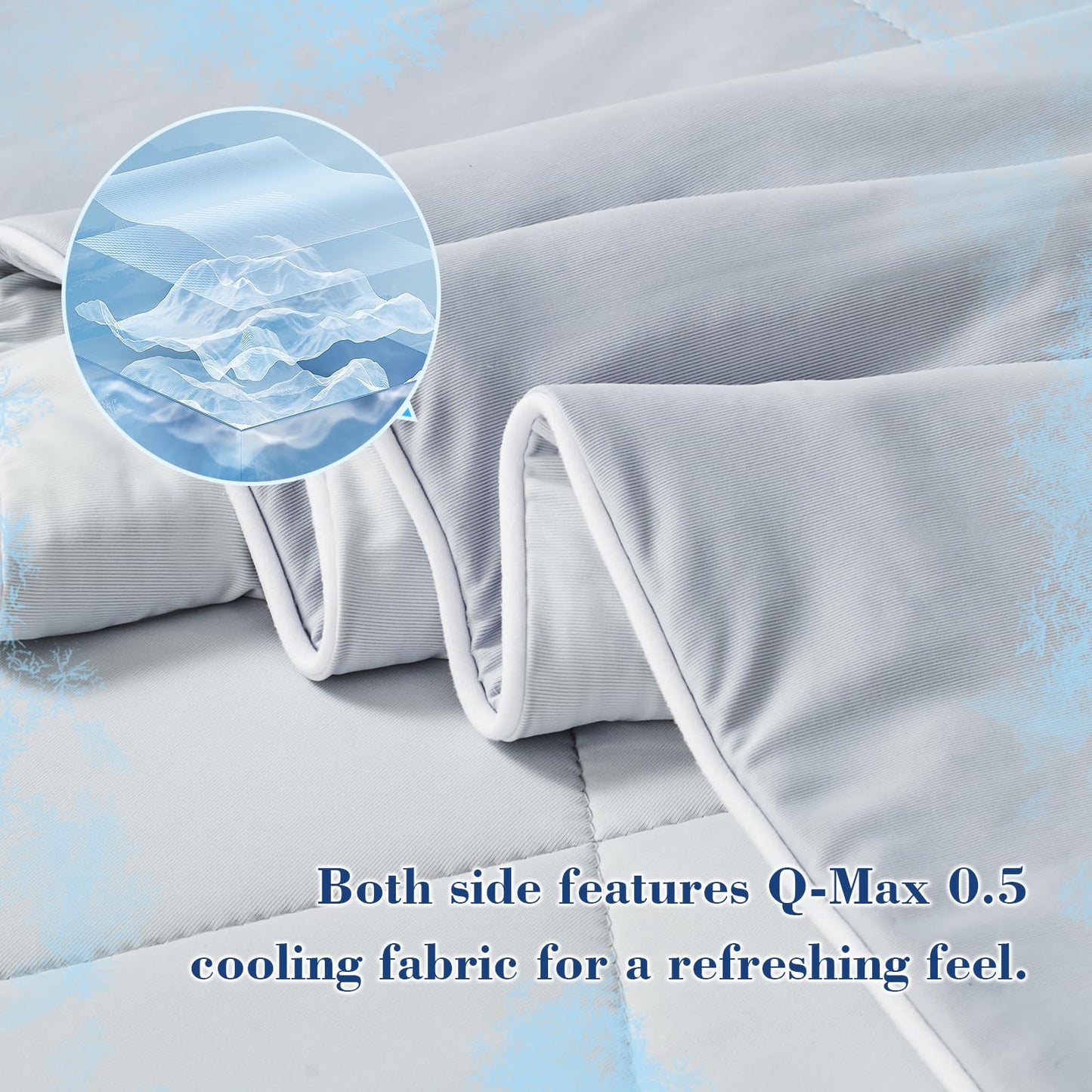 EMME Cooling Comforter Queen Size, Silky Soft Double Sided Cold 90% Nylon Fabric Cooling Blanket for Hot Sleepers, Q-Max>0.5 Breathable Summer Quilt for Night Sweater, Lightweight(Grey,90 x 90)