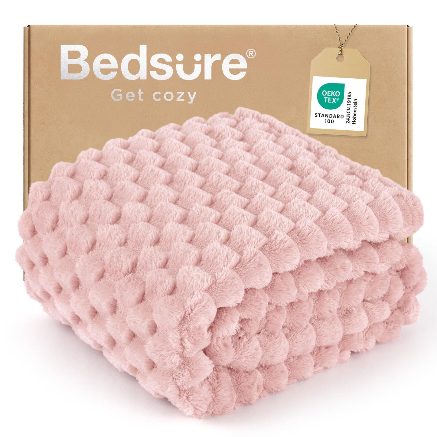 Bedsure Large Throw Blanket for Couch - 350GSM Fluffy Plush Bubble Blanket for Bed Home Room Decor, GentleSoft Cute Fleece Soft Cozy Gifts for Women Girls, Pink, 50x70 Inches