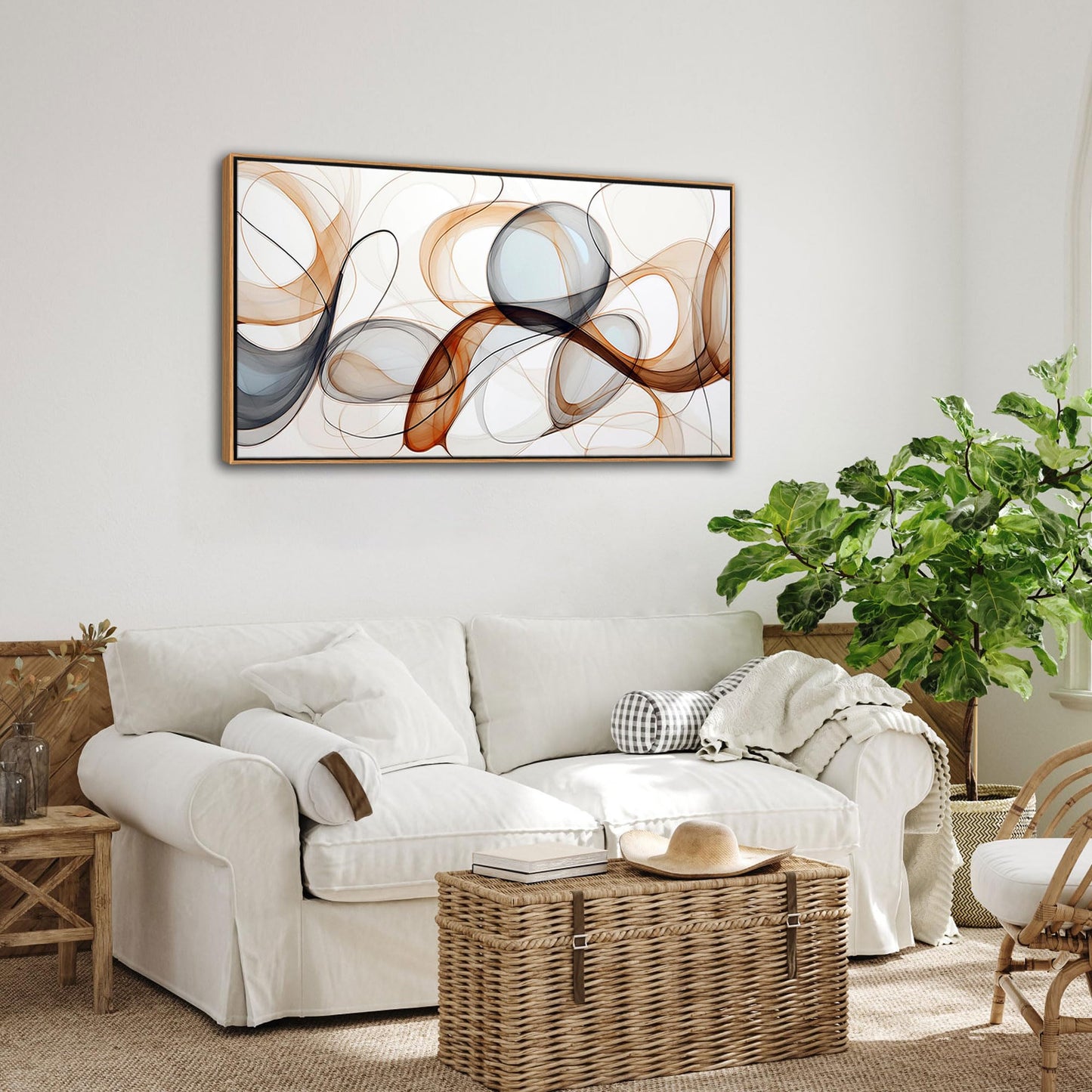 XLSJERST Modern Abstract Wall Art - Deep Spiritualism Art White And Brown Canvas Pictures Artwork Living Room Office Bedroom Wall Decor