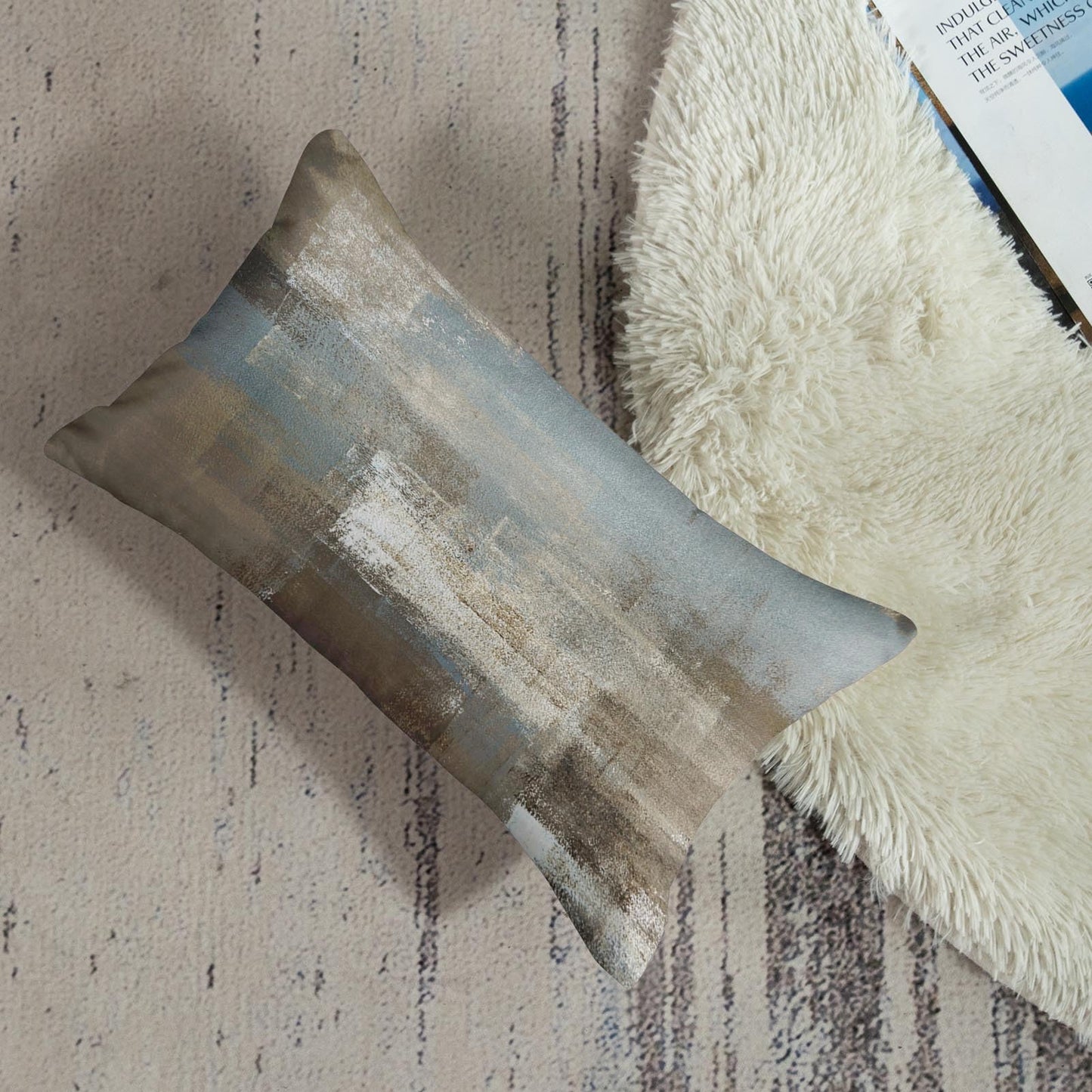 Britimes Throw Pillow Covers Modern Home Art Decor, 12 x 20 Inches Set of 2 Pillow Cases Decorative, Abstract Oil Painting Pillowcases for Bedroom, Living Room, Grey Beige