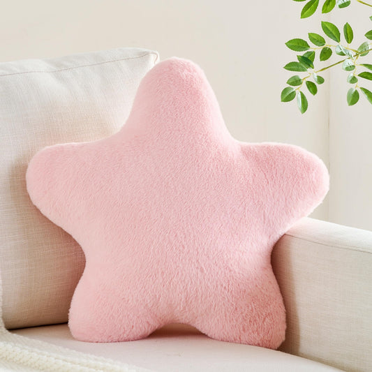 CANGHI Pink Star Shaped Pillow 15.7" Faux Rabbit Fur Throw
