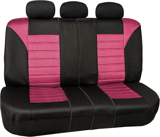 FH Group Automotive Car Seat Covers Rear Set Premium 3D Air Mesh Seat Covers, Airbag Compatible and Split Bench Cover Universal Fit Interior Accessories for Cars Trucks and SUVs - Pink